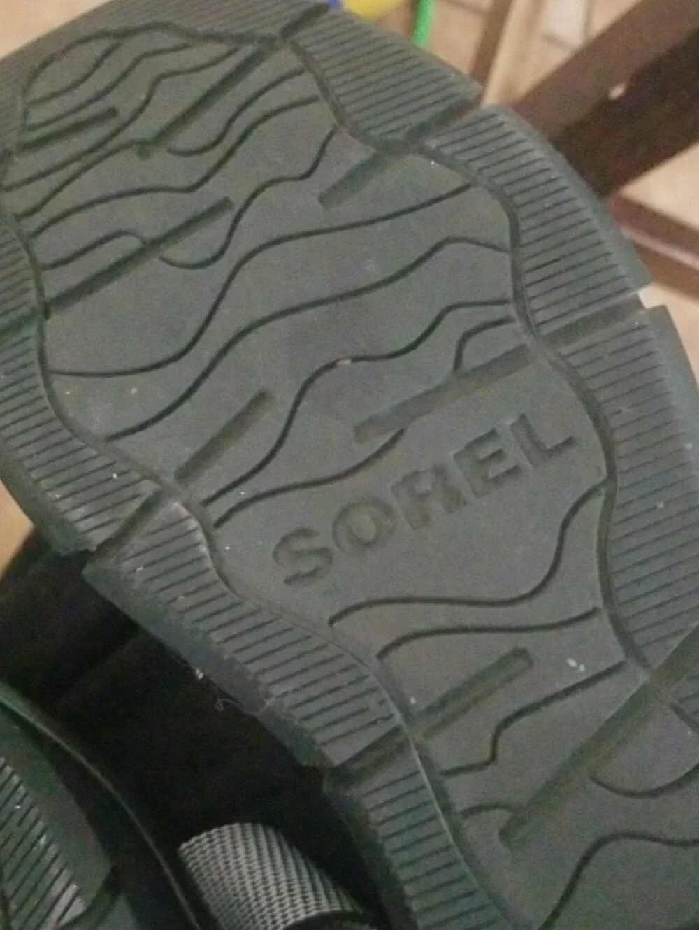 Sorel Black Sandals with White Striped Crisscross Straps